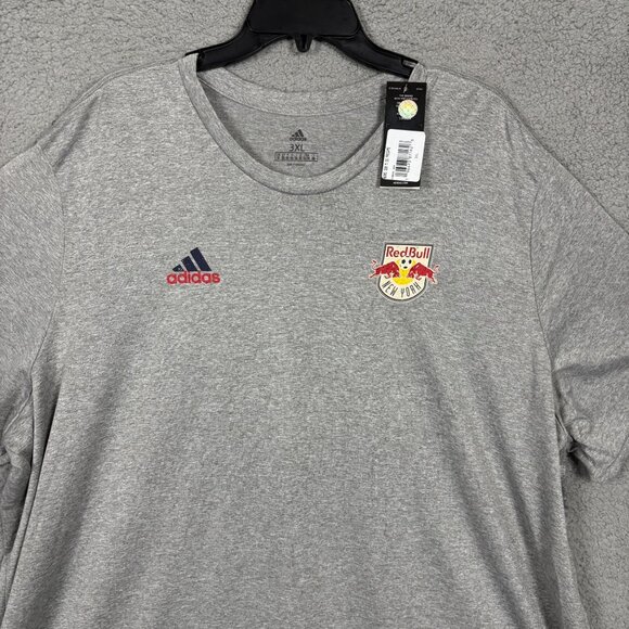 Adidas Mens Red Bulls New York Bulls MLS Short Sleeve Shirt Gray 3XL NWT's - Picture 1 of 8
